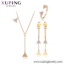 64516 Xuping fashionable gold jewellery designs photos magnetic 18k gold three pieces jewelry set